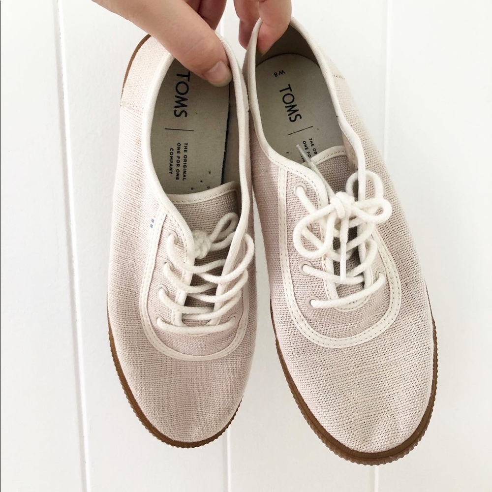 Toms shoes fabric lace up sneakers (taupe/white)